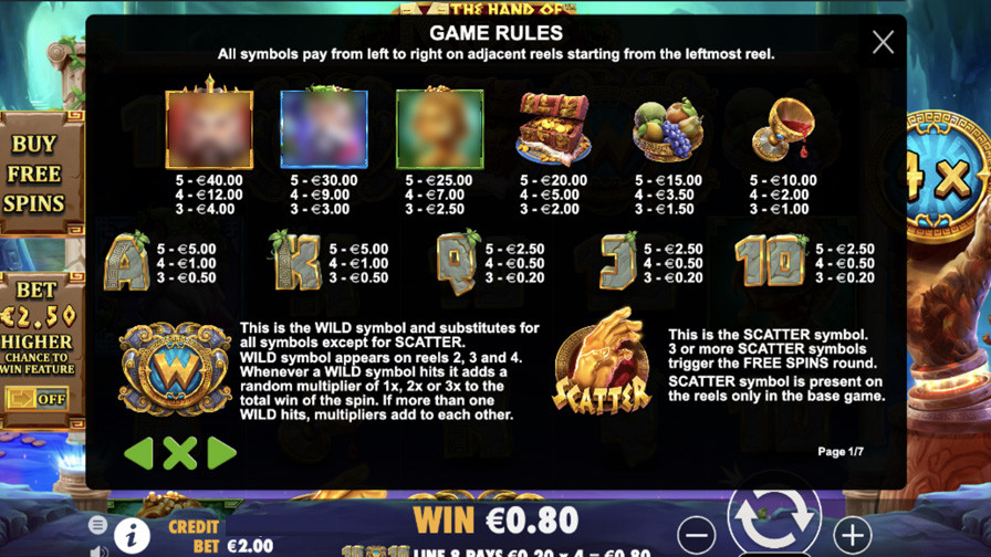 The Hand Of Midas Symbols - galacasino