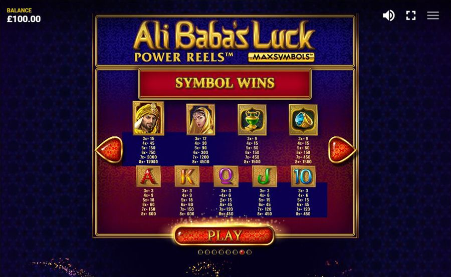 Ali Babas Luck Power Reels Symbols - galacasino
