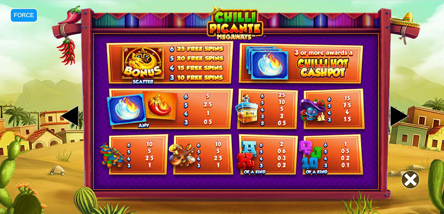 Chili Picante Megaways Symbols - galacasino