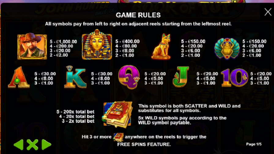 John Hunter And The Book Of Tut Feature Symbols Ena - galacasino